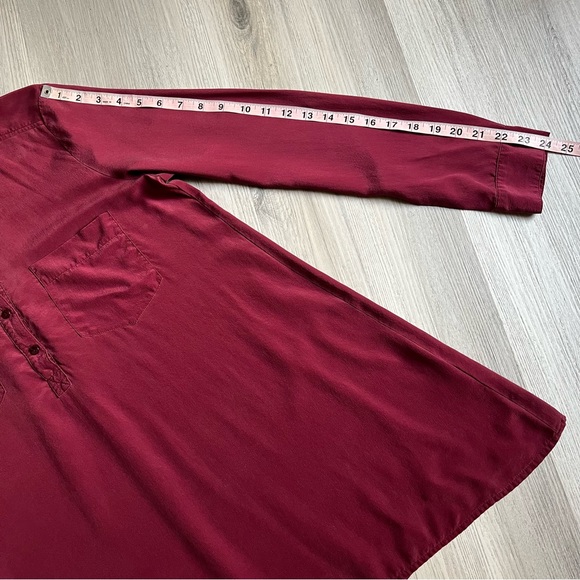 Eileen Fisher Silk Small Burgundy/Maroon Blouse Shirt - Picture 8 of 16